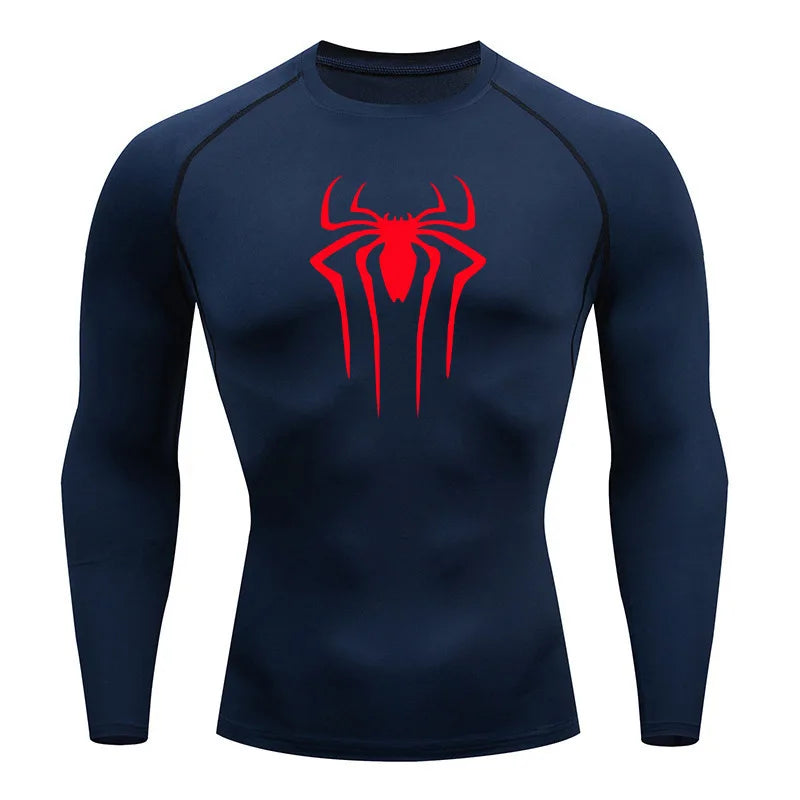 Men's Superhero Compression Shirt Long Sleeve Athletic Workout Running Base Layer - Impact Core Fitness