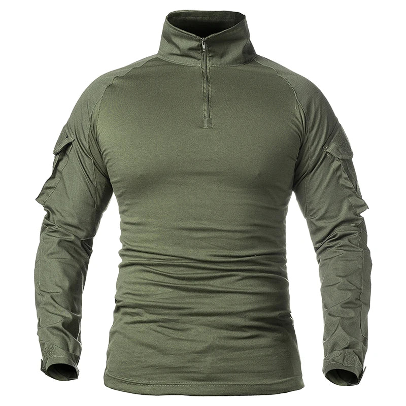 Men's Tactical Combat Shirt Long Sleeve 1/4 Zip Airsoft Military Uniform Top - Impact Core Fitness