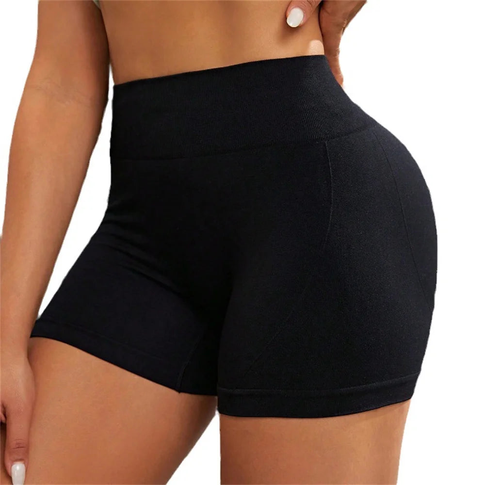 Women's High Waist Seamless Gym Shorts Solid Color Activewear - Impact Core Fitness