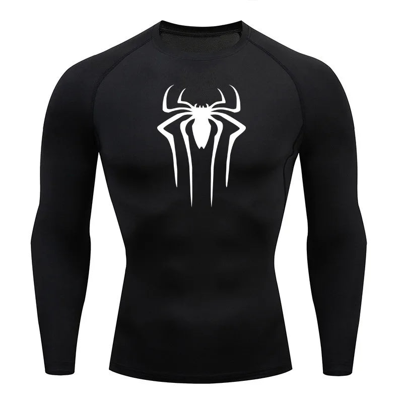 Men's Superhero Compression Shirt Long Sleeve Athletic Workout Running Base Layer - Impact Core Fitness