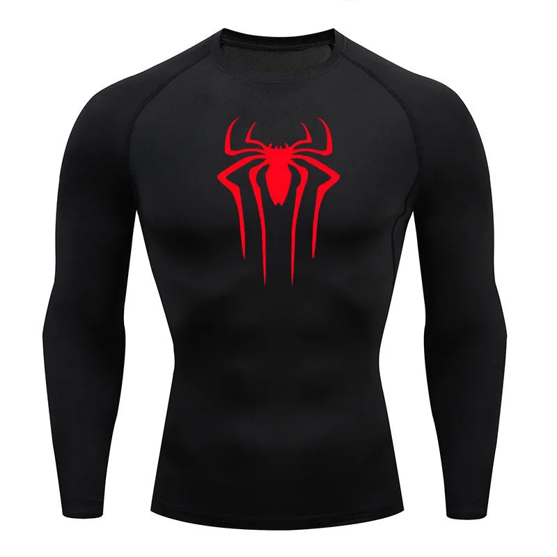 Men's Superhero Compression Shirt Long Sleeve Athletic Workout Running Base Layer - Impact Core Fitness
