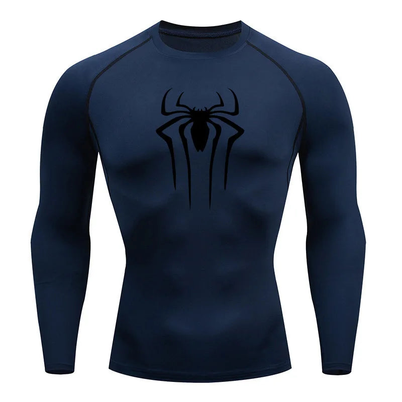 Men's Superhero Compression Shirt Long Sleeve Athletic Workout Running Base Layer - Impact Core Fitness