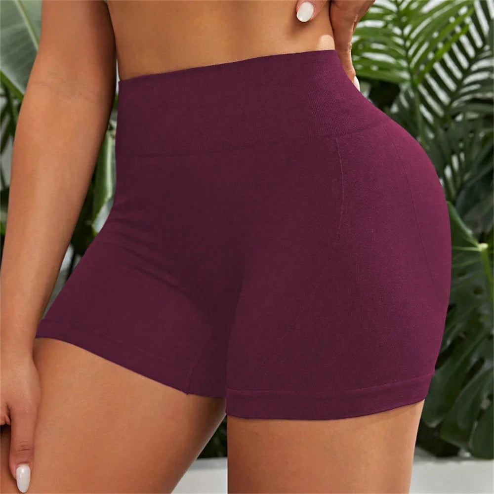 Women's High Waist Seamless Gym Shorts Solid Color Activewear - Impact Core Fitness