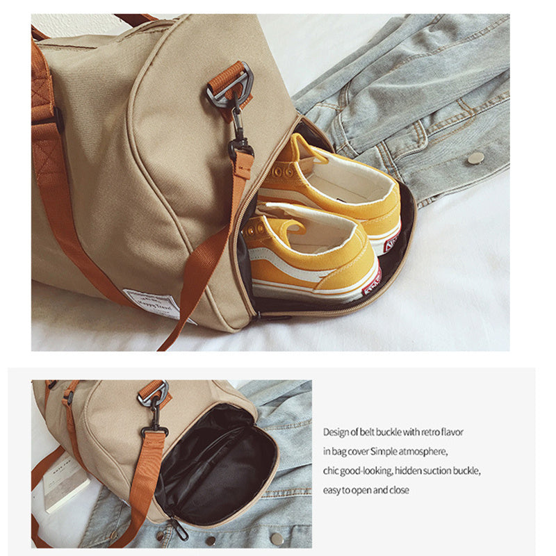 Classic Canvas Travel Duffel Gym & Weekender Bag with Shoe Compartment