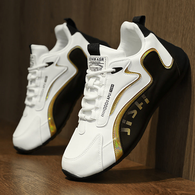 Men's Stylish Gold Accent Athletic Lifestyle Trainers Comfortable Everyday Sports Footwear - Impact Core Fitness