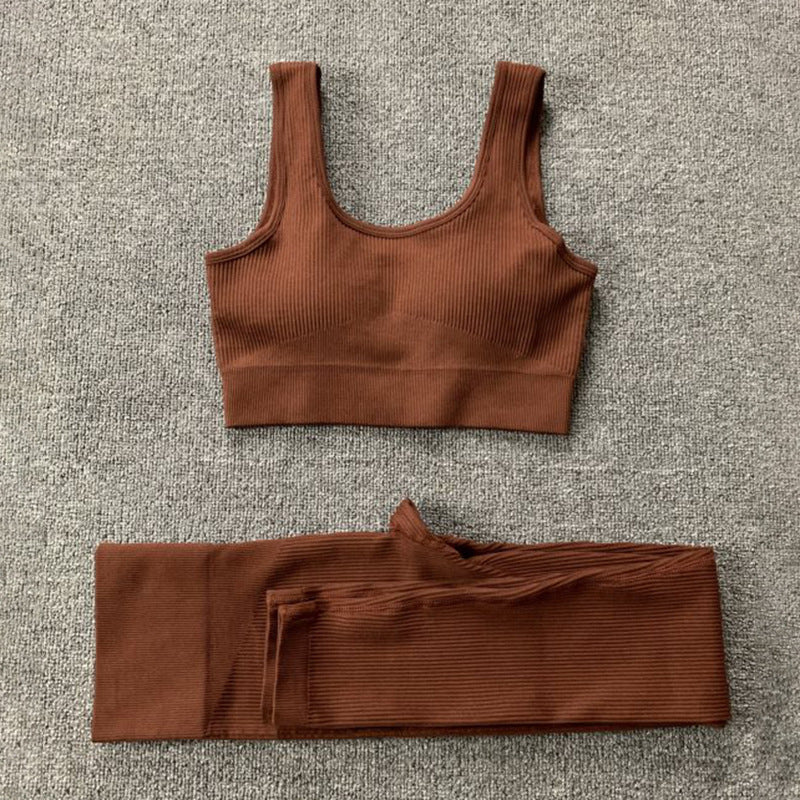 Comfort Ribbed Two-Piece Sports Bra and Leggings Set - Impact Core Fitness