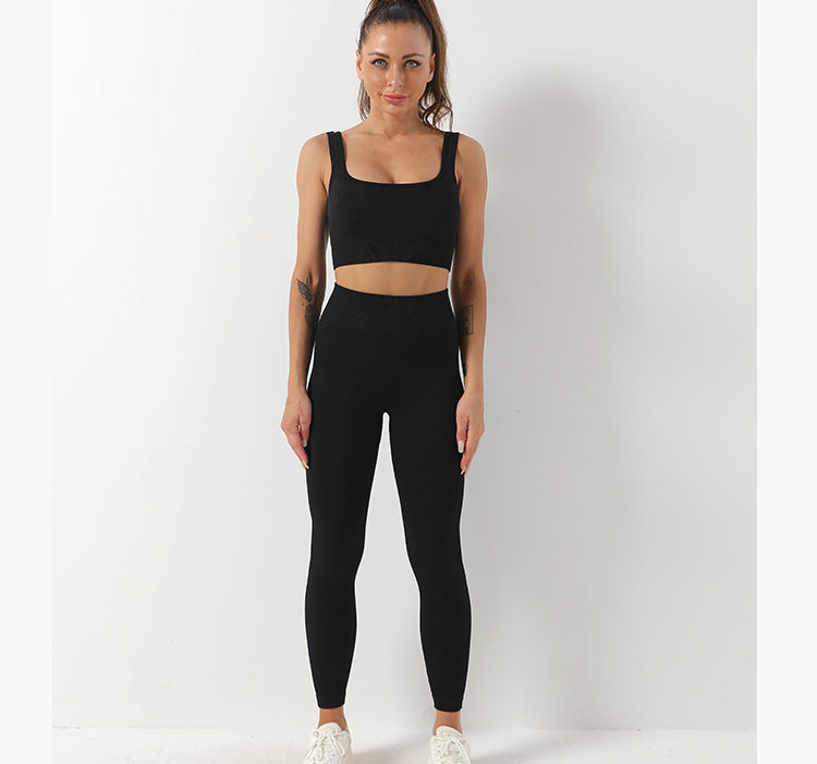 Comfort Ribbed Two-Piece Sports Bra and Leggings Set - Impact Core Fitness