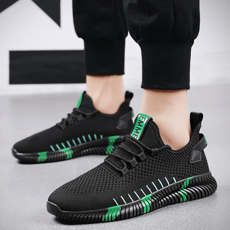 Men's Dynamic Striped Sole Knit Running Shoes Breathable Lightweight Casual Sneakers - Impact Core Fitness