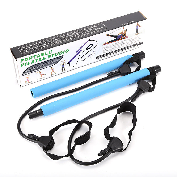8 In 1 Portable Yoga Pilates Bar Kit Resistance Band Chest Expander Puller Home Gym Full Body Fitness System - Impact Core Fitness