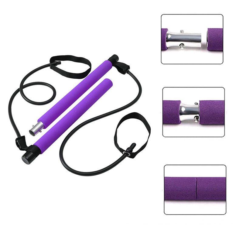 Portable Fitness Pilates Bar Home Gym Resistance Band System Elastic Yoga Bodybuilding Trainer - Impact Core Fitness