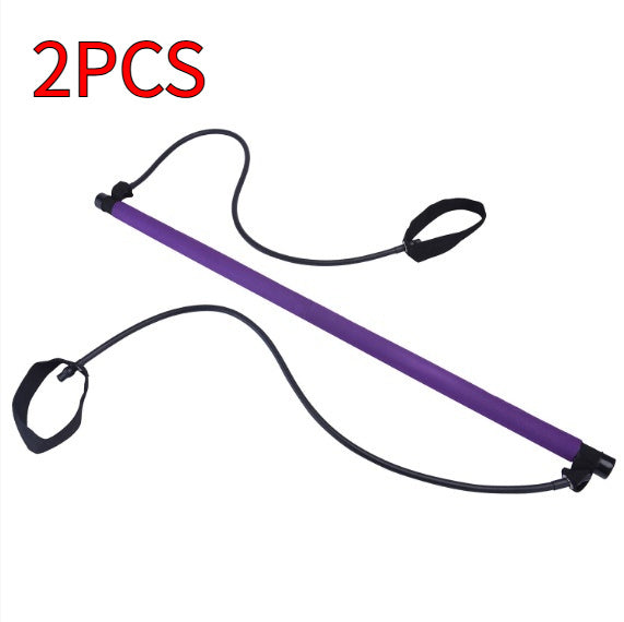 8 In 1 Portable Yoga Pilates Bar Kit Resistance Band Chest Expander Puller Home Gym Full Body Fitness System - Impact Core Fitness