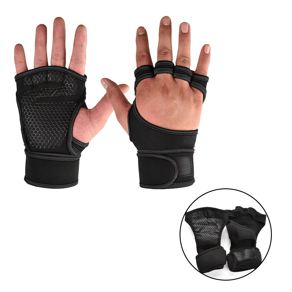 Half Finger Gym Gloves With Wrist Support Non-Slip Palm Protector Workout Gloves - Impact Core Fitness