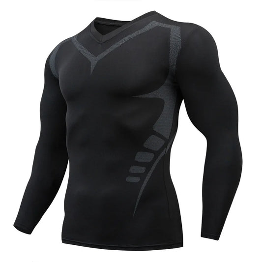 Men's Long Sleeve Compression Shirt Athletic Base Layer Workout Running Top - Impact Core Fitness