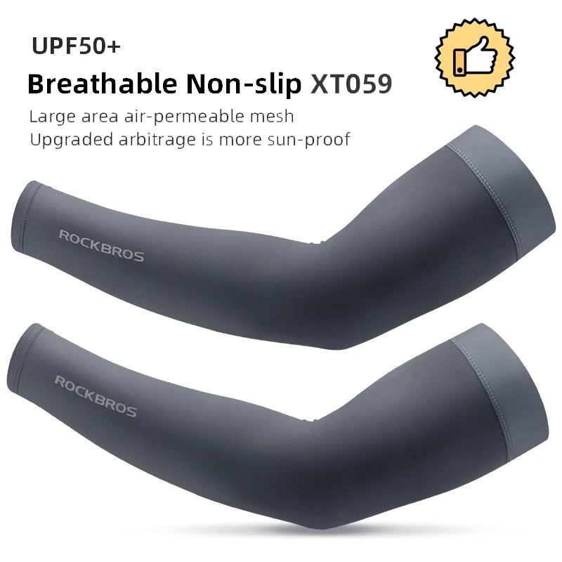 ROCKBROS Cooling Arm Sleeves Ice Fabric UV Protection for Cycling & Running - Impact Core Fitness