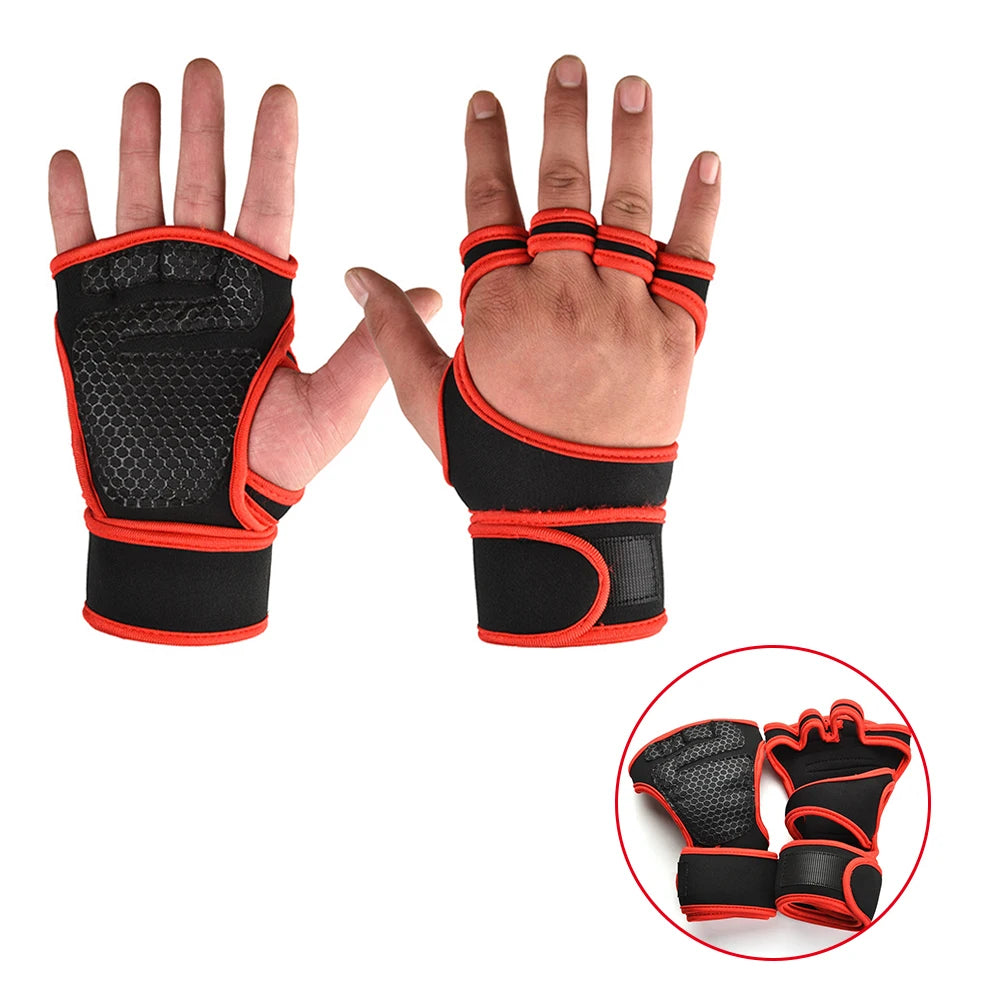 Half Finger Gym Gloves With Wrist Support Non-Slip Palm Protector Workout Gloves - Impact Core Fitness