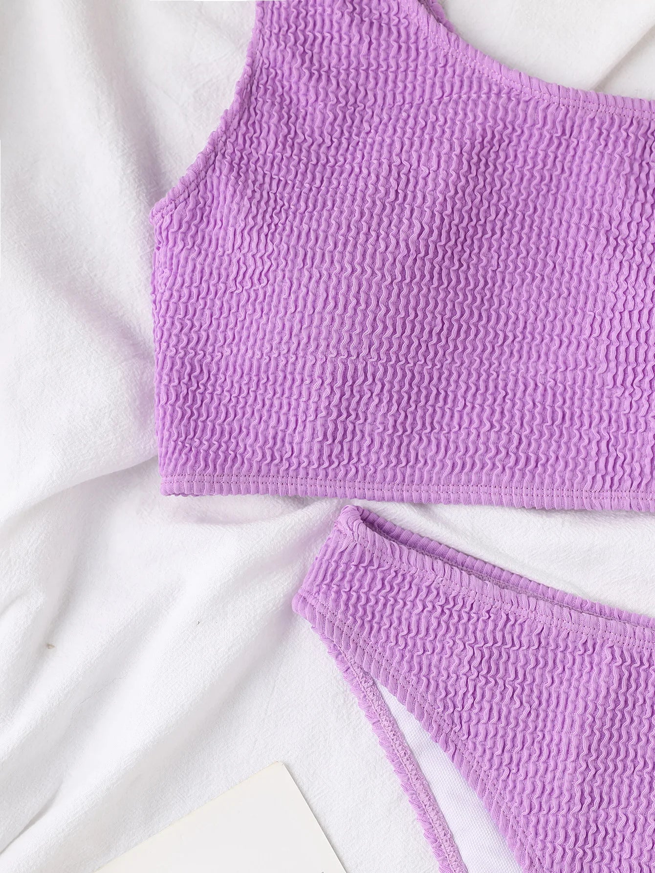 One Shoulder Bikini Textured Swimwear High Cut Swimsuit Solid Bathing Suit Women Brazilian 2025 Fashion - Impact Core Fitness