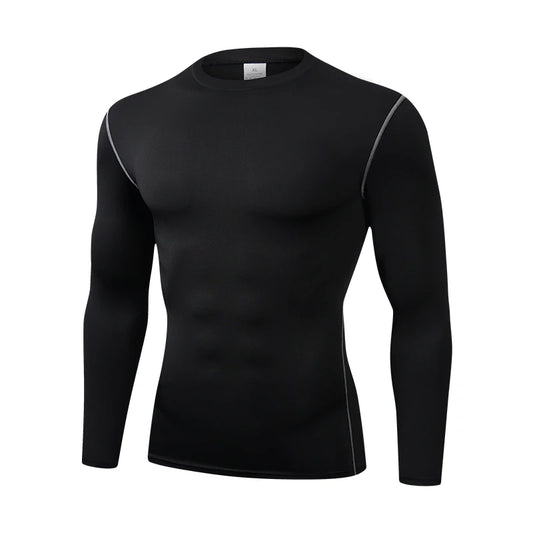 Men's Long Sleeve Compression Base Layer Shirt for Athletic Performance & Muscle Support - Impact Core Fitness