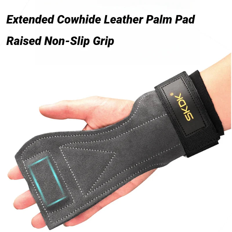 Cowhide Weight Lifting Grip Pads Non-Slip Gym Gloves with Wrist Support - Impact Core Fitness