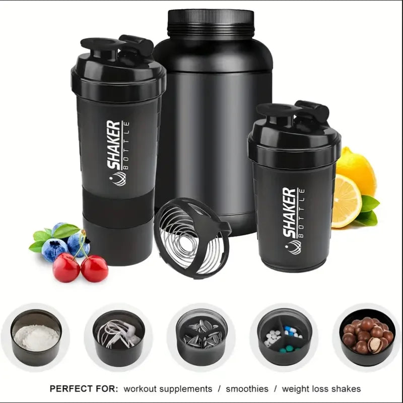 Protein Shaker Bottle with 2-Layer Storage Leakproof Gym Shaker for Protein Powder - Impact Core Fitness