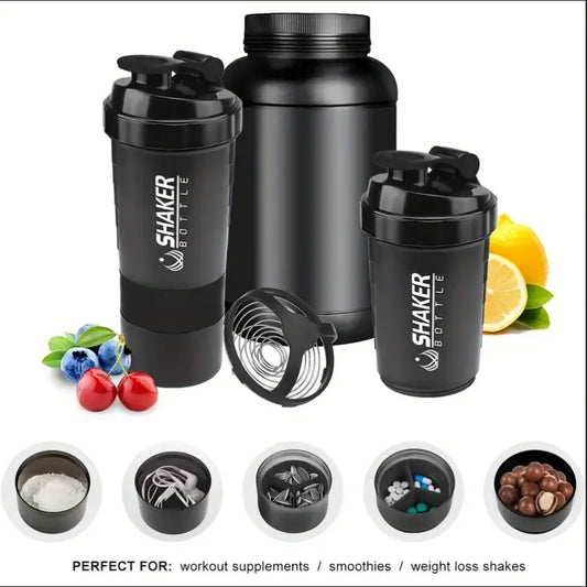 Protein Shaker Bottle with 2-Layer Storage Leakproof Gym Shaker for Protein Powder - Impact Core Fitness