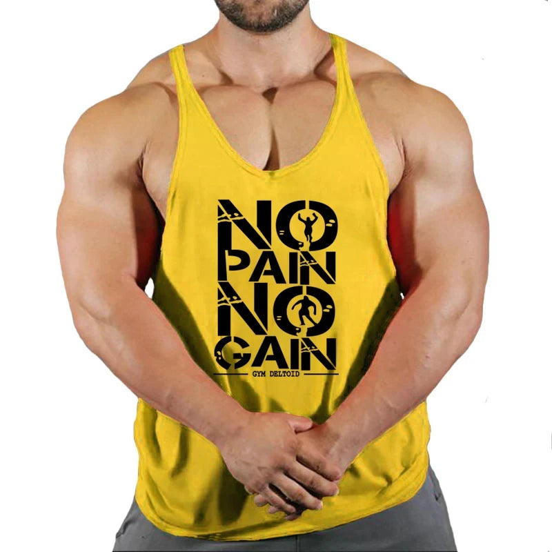 No Pain No Gain Gym Tank Top Men's Sleeveless Workout & Bodybuilding Vest - Impact Core Fitness