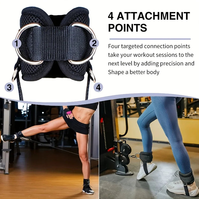 Padded Ankle Straps for Cable Machines 4 D-Ring Cuffs for Glute Kickbacks - Impact Core Fitness