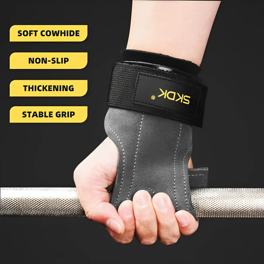 Cowhide Weight Lifting Grip Pads Non-Slip Gym Gloves with Wrist Support - Impact Core Fitness