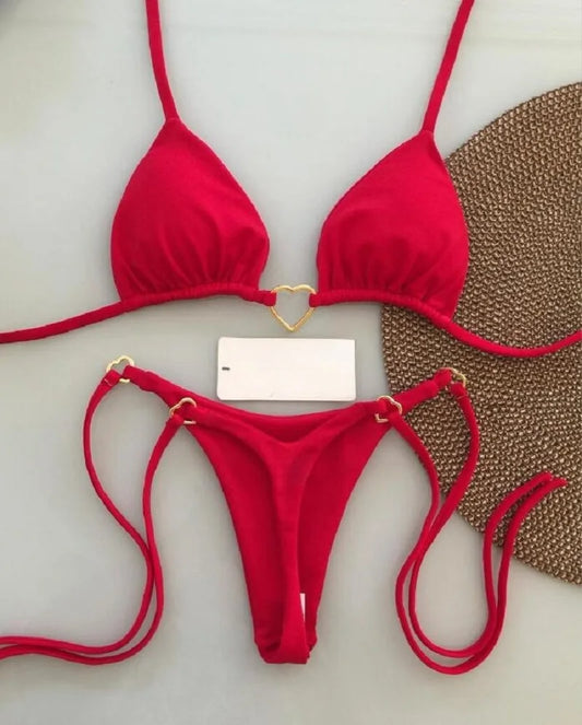 Classic Adjustable String Triangle Bikini Set for Women's Beachwear - Impact Core Fitness