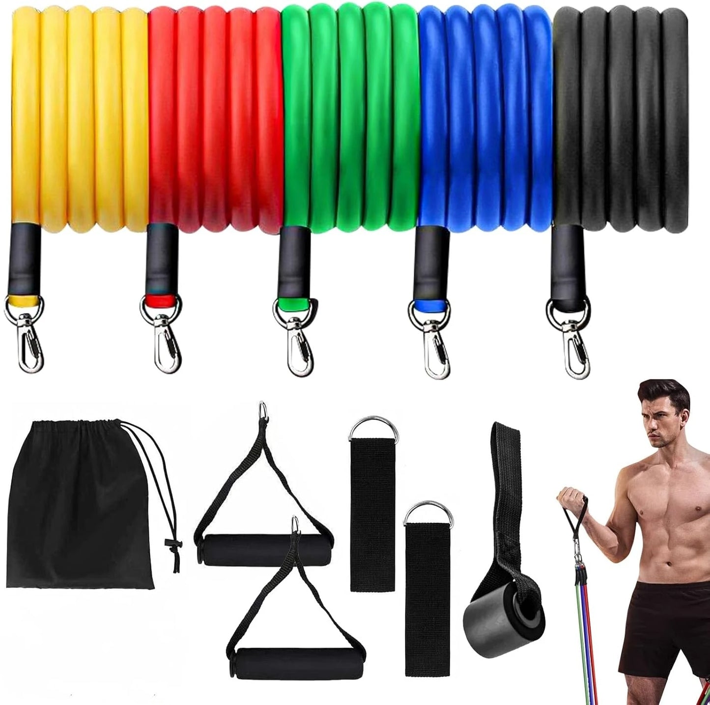 11-Piece Resistance Band Set Full Body Home Gym & Fitness Equipment - Impact Core Fitness