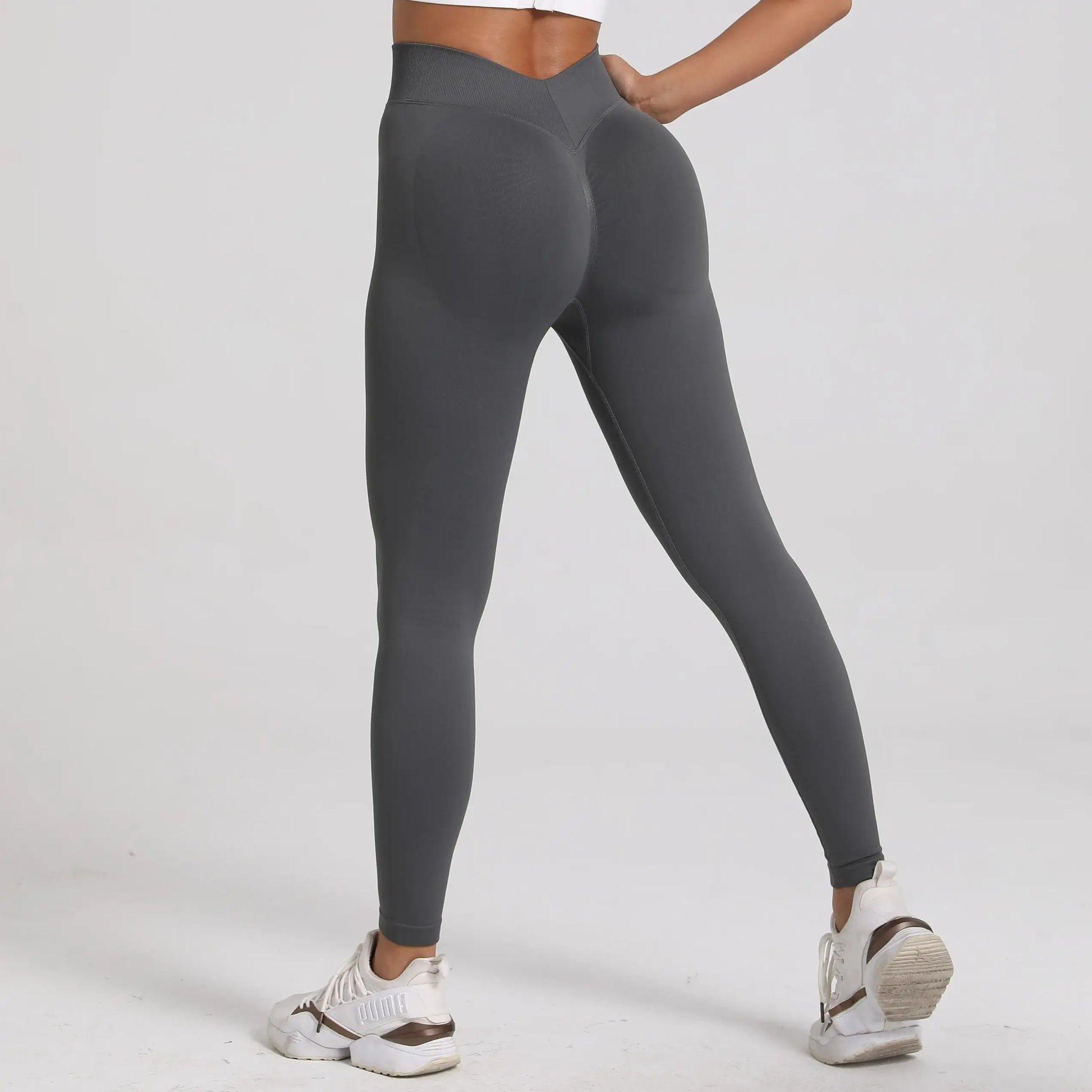 High Waisted V-Back Athletic Leggings Scrunch Butt Lifting Yoga Pants Seamless Compression Fitness Tights - Impact Core Fitness