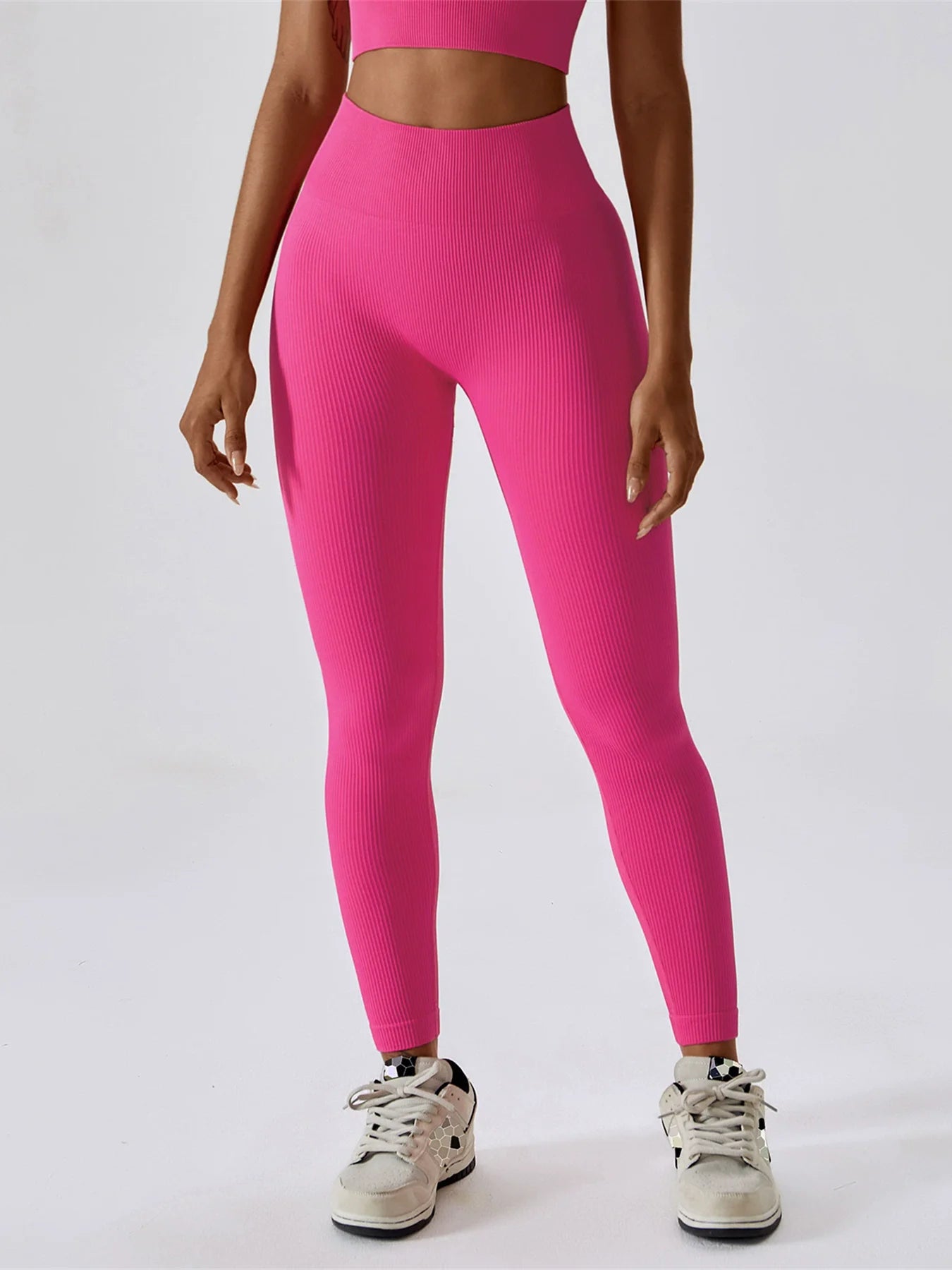 High-Waisted Seamless Ribbed Leggings for Women Tummy Control Yoga Gym Pants - Impact Core Fitness