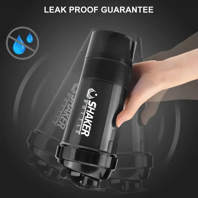 Protein Shaker Bottle with 2-Layer Storage Leakproof Gym Shaker for Protein Powder - Impact Core Fitness