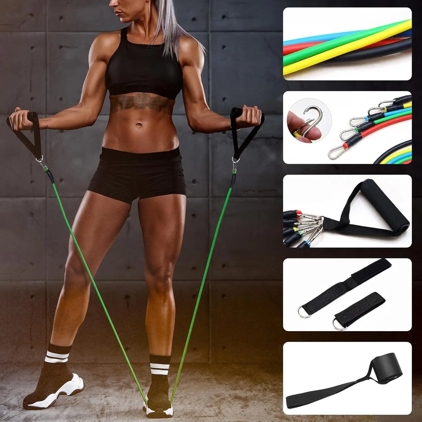 11-Piece Resistance Band Set Full Body Home Gym & Fitness Equipment - Impact Core Fitness