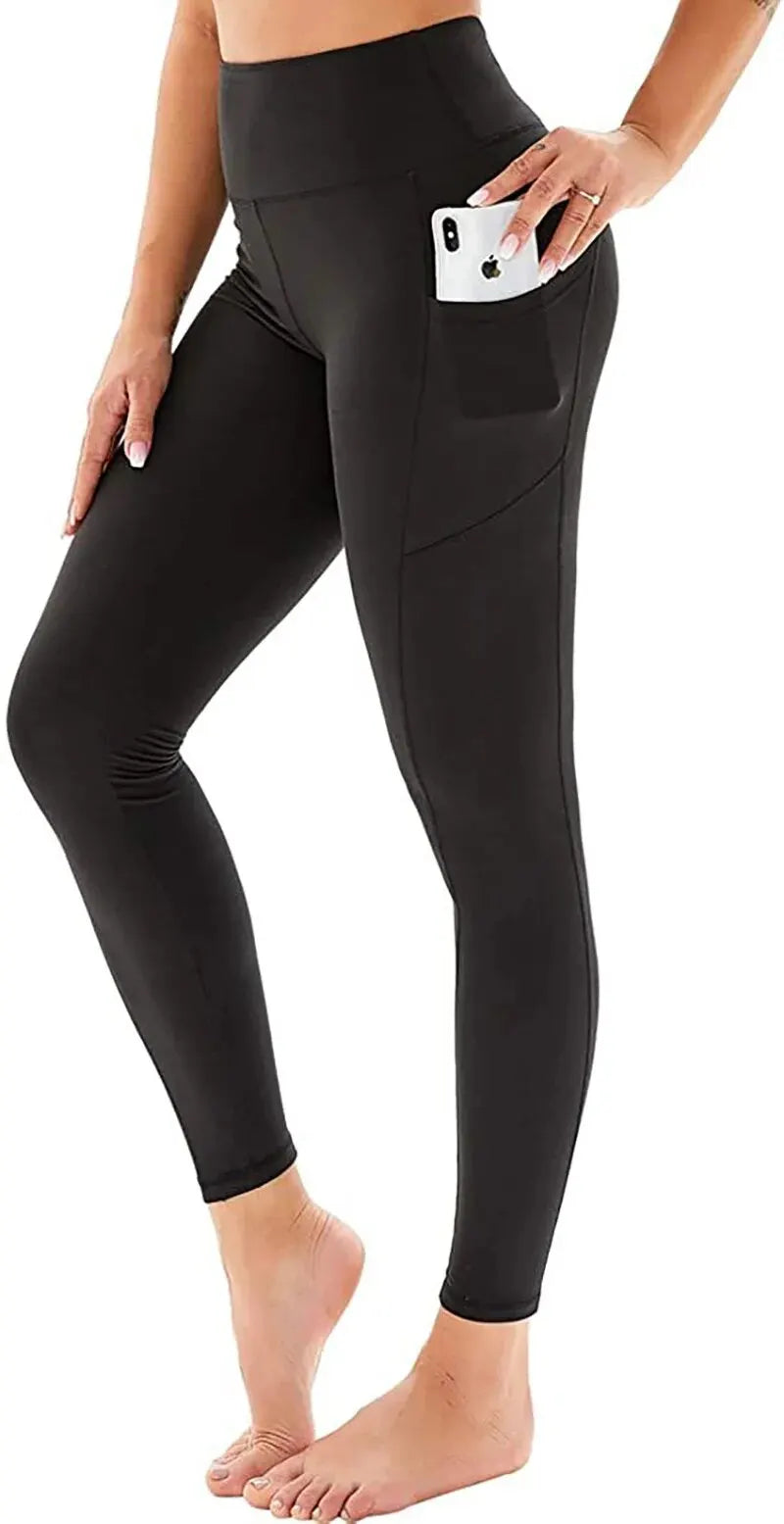 High-Waist Tummy Control Pocket Yoga Pants Booty Lifting Seamless Gym Leggings Squat-Proof Workout Tights - Impact Core Fitness