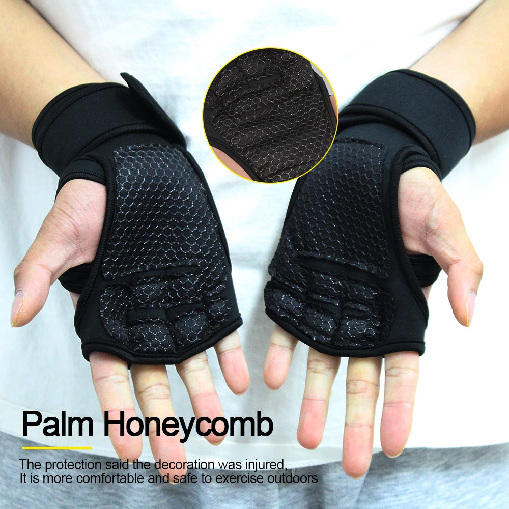 Half Finger Gym Gloves With Wrist Support Non-Slip Palm Protector Workout Gloves - Impact Core Fitness