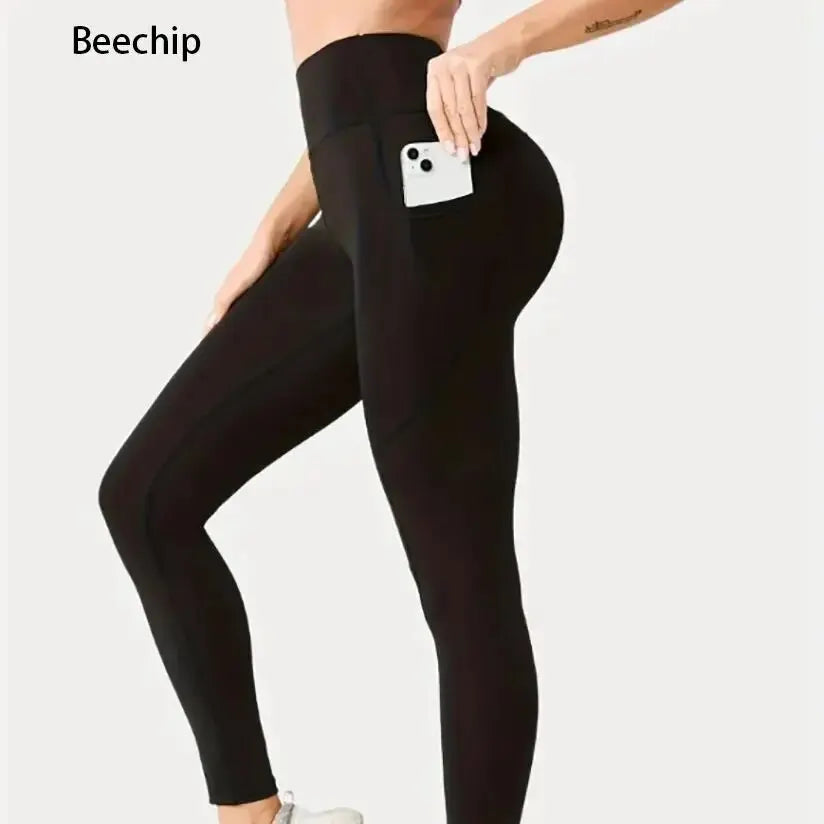 High-Waist Tummy Control Pocket Yoga Pants Booty Lifting Seamless Gym Leggings Squat-Proof Workout Tights - Impact Core Fitness