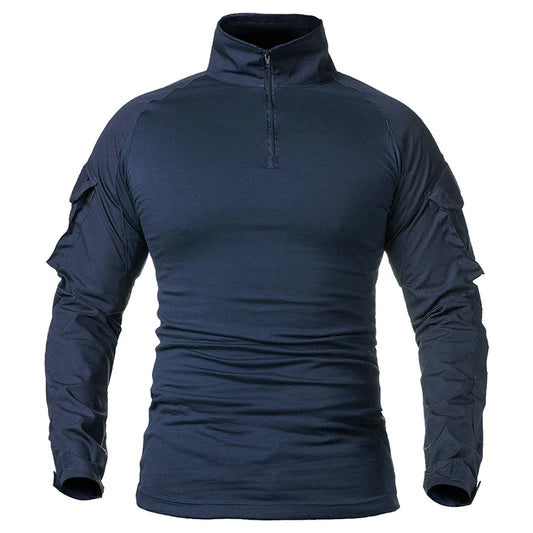 Men's Tactical Combat Shirt Long Sleeve 1/4 Zip Airsoft Military Uniform Top - Impact Core Fitness