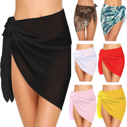 Women's Sheer Beach Sarong Wrap Swimsuit Cover Up Skirt with Ties - Impact Core Fitness