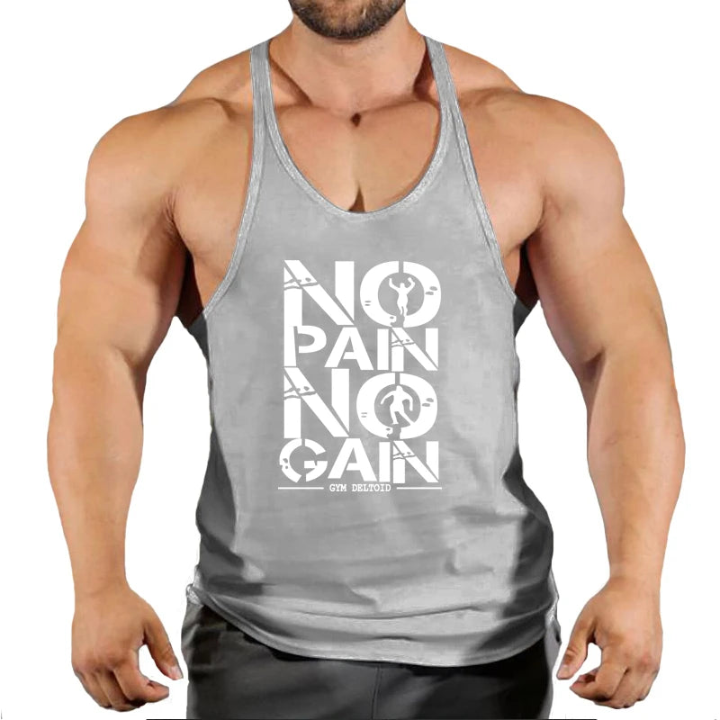 No Pain No Gain Gym Tank Top Men's Sleeveless Workout & Bodybuilding Vest - Impact Core Fitness
