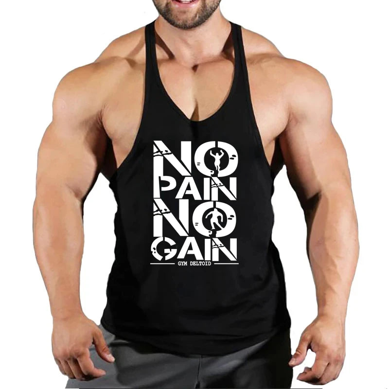 No Pain No Gain Gym Tank Top Men's Sleeveless Workout & Bodybuilding Vest - Impact Core Fitness
