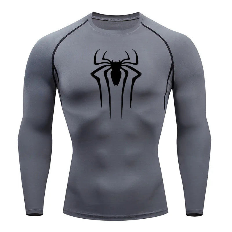 Men's Superhero Compression Shirt Long Sleeve Athletic Workout Running Base Layer - Impact Core Fitness
