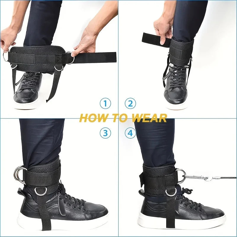 Padded Ankle Straps for Cable Machines 4 D-Ring Cuffs for Glute Kickbacks - Impact Core Fitness