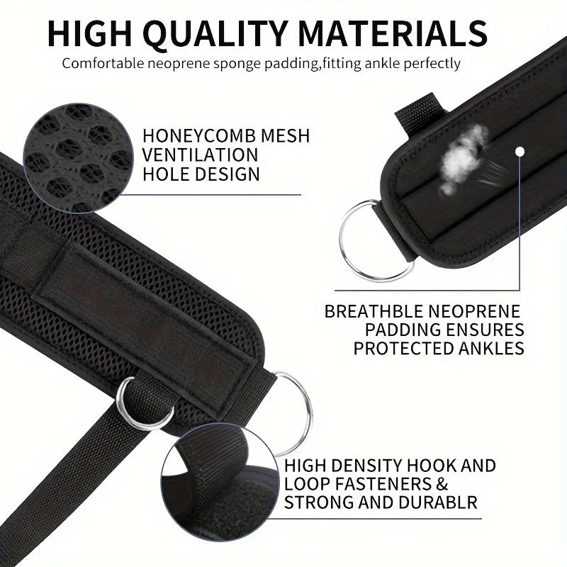 Padded Ankle Straps for Cable Machines 4 D-Ring Cuffs for Glute Kickbacks - Impact Core Fitness