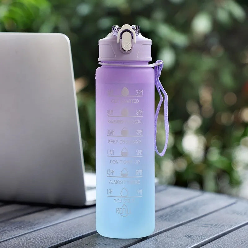 700ML Motivational Water Bottle with Straw Frosted BPA-Free Sports Cup - Impact Core Fitness