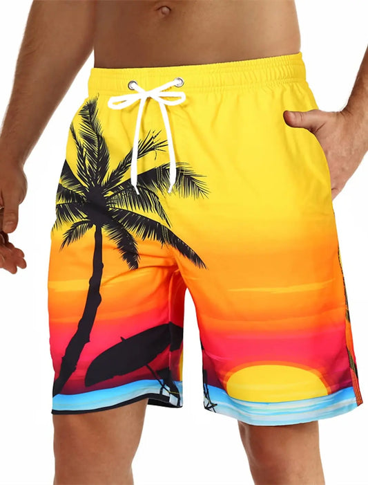 Men's Board Shorts Swim Shorts Bermuda shorts Beach Shorts Drawstring 3D Print Graphic Coconut Tree Breathable Quick Dry Short - Impact Core Fitness