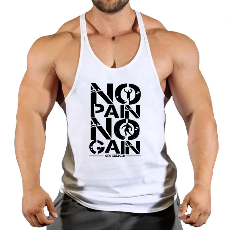 No Pain No Gain Gym Tank Top Men's Sleeveless Workout & Bodybuilding Vest - Impact Core Fitness