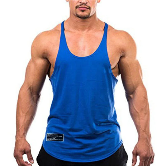 Men's Cotton Y-Back Gym Singlet Tank Top for Running and Sports - Impact Core Fitness