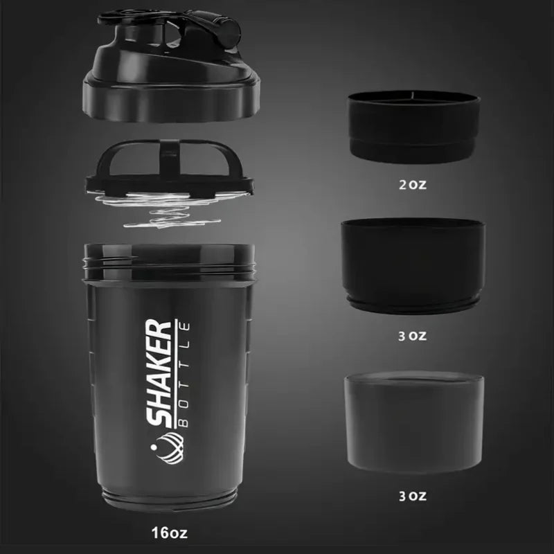 Protein Shaker Bottle with 2-Layer Storage Leakproof Gym Shaker for Protein Powder - Impact Core Fitness