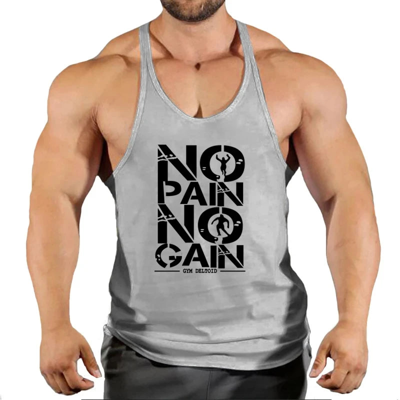 No Pain No Gain Gym Tank Top Men's Sleeveless Workout & Bodybuilding Vest - Impact Core Fitness
