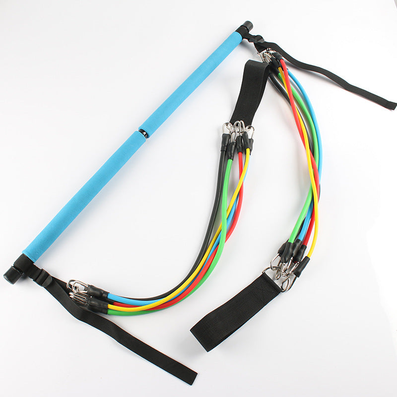 Portable Fitness Pilates Bar Home Gym Resistance Band System Elastic Yoga Bodybuilding Trainer - Impact Core Fitness